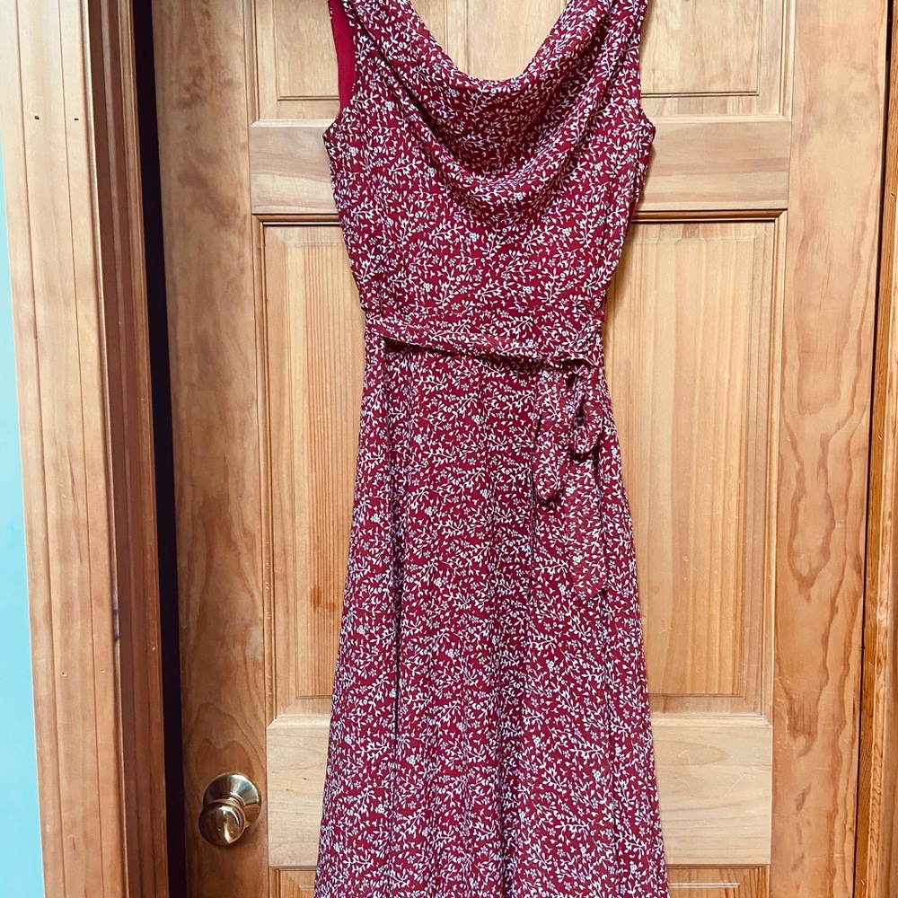 Modcloth Floral Burgundy Vintage Dress